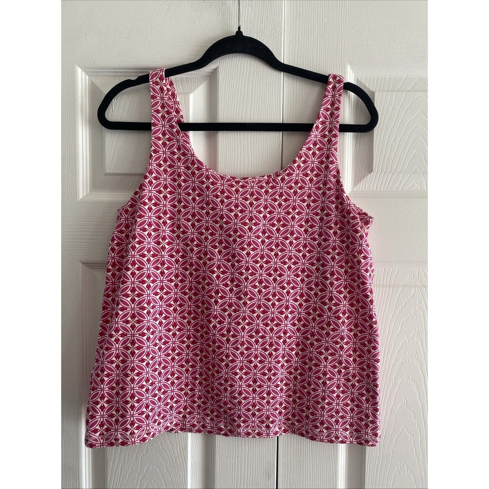 Hillard & Hanson Geometric Tank Top Womens Size PL Pink‎ Medallion Print Cotton